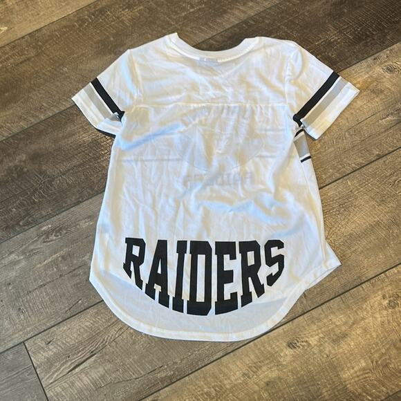 NWOT NFL Oakland Raiders Women's Soft Mesh Jersey Varsity Tee Shirt Size L - Picture 4 of 7
